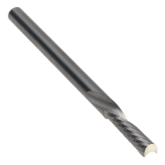 801-408 ||  1/8 Diameter Single 'O' Flute Downcut Spiral - Crescent End - Uncoated