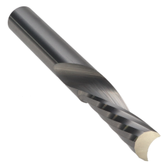 801-432 ||  3/8 Diameter Single 'O' Flute Downcut Spiral - Crescent End - Uncoated