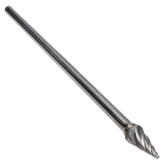 SM-4L6SC ||  3/8 Diameter, Singlecut SM - Pointed Cone Shape Burs - 28 Degree