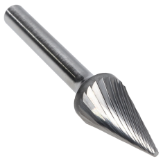 SM-5SC ||  1/2 Diameter, Singlecut SM - Pointed Cone Shape Burs - 28 Degree